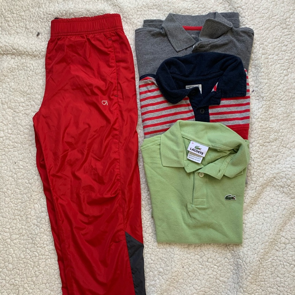 Boys Bundle:  3 polo tops and 1 red track pants